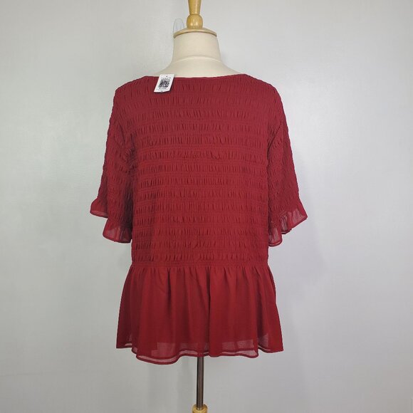 Torrid Chiffon Short Sleeve Smocked Cropped Top Blouse NEW NWT Size 5 - Picture 6 of 14
